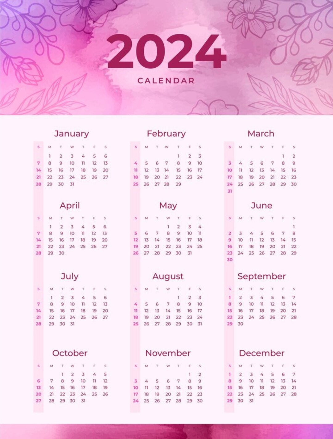 Groovy Pink 2024 Calendar Planner - Etsy