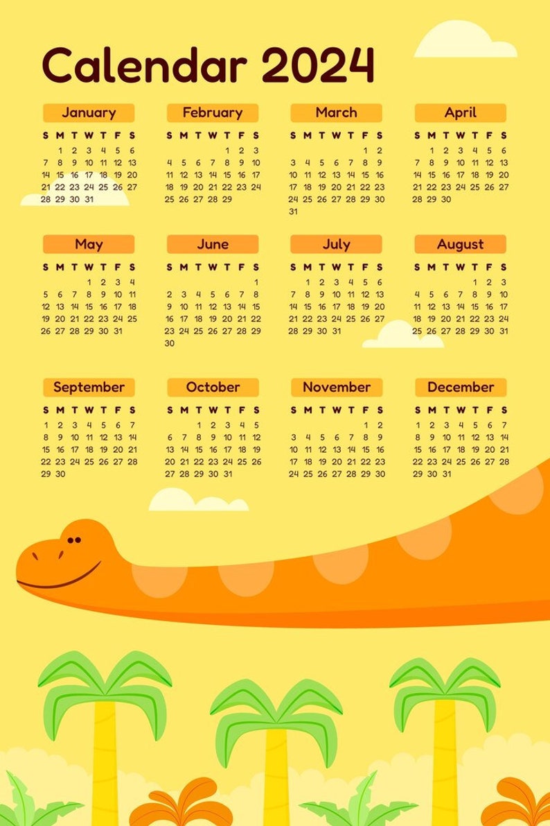 Dino Discovery 2024 Calendar Etsy