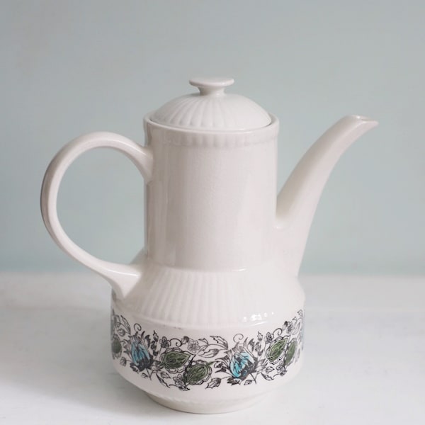 Kathie Winkle Coffee pot, Broadhurst Ironstone England, San Tropez, mid century coffee pot, made in England, 1960 style
