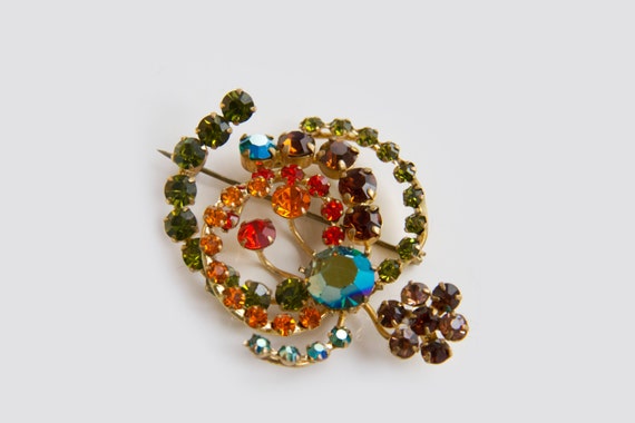 Austrian crystal jewelry set, Earrings and brooch… - image 3