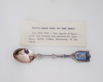 Apollo 11 Souvenir spoon, Silver plated spoon, First Man on the Moon spoon, 1960 collector