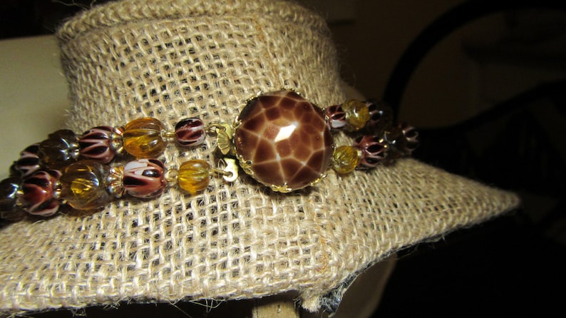 Vintage Double Strand Necklace Gold /& Brown Beaded Necklace Unsigned