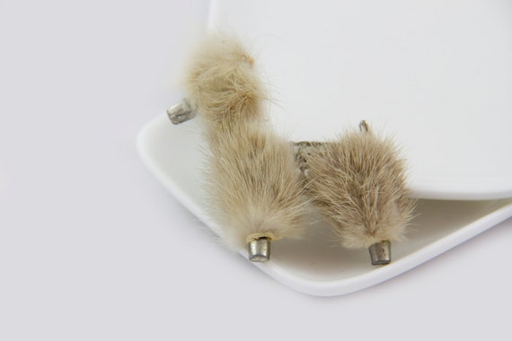 Mink Fur Poodle brooch, Unsigned poodle brooch