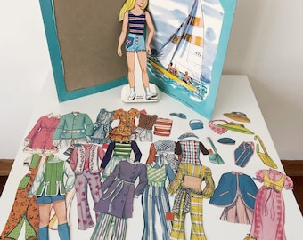 Malibu Skipper paper doll set, Paper doll and accessories set, 1970 Malibu skipper, Mattel, Whitman, made in USA