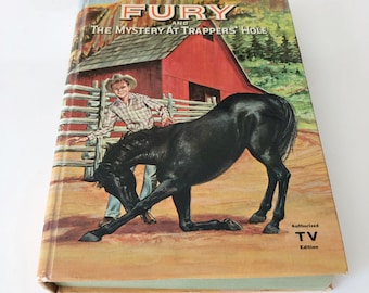 Fury the Mystery at Trappers Hole, Western books, 1950 book, Tv edition book, vintage books, retro books