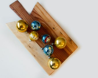 Vintage Christmas Ornaments, Yellow and Blue Balls, Vintage glass Ornaments, Vintage Christmas, Made in USA, Poland Ornaments