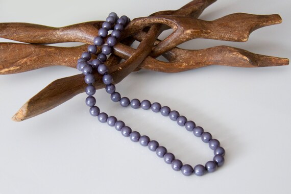 Joan Rivers bead necklace, Blue grey coated glass