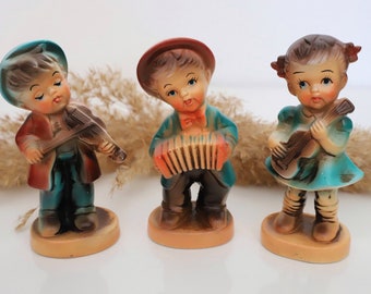 Porcelain figures, Hummel style figures, musical child figures, made in Japan