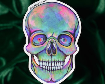 Skull Sticker / Vinyl Sticker / Skull Sticker Waterproof / Water Bottle Skeleton Sticker / Pastel Skull / Laptop sticker / Cool Stickers /