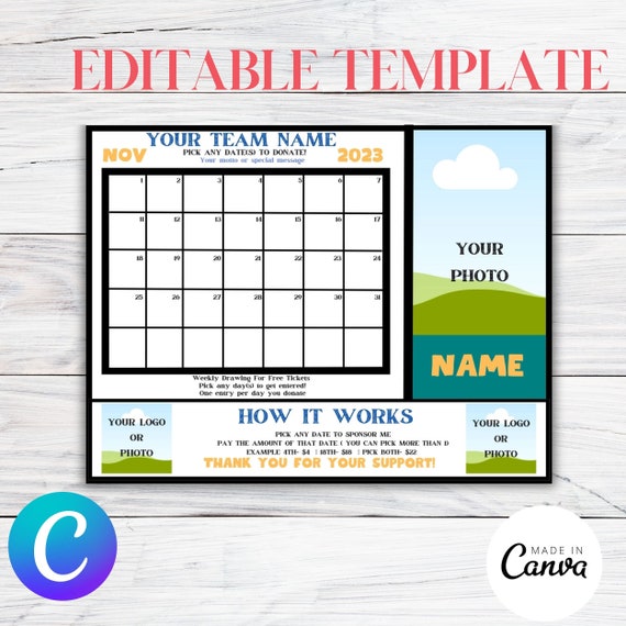 Editable Cash Calendar Fundraiser Flyer Template, Printable Take Home  Fundraiser Sheet, Church Nonprofit School, Athletic Fundraiser - Etsy