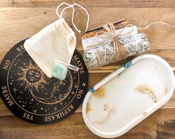 Sage Tray Gift Box | Eucalyptus Smudge White Sage Bundle | Witchy Gift Box | Get Well Gift | Spiritual Gift |   GiftBirthday