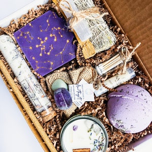 Lavender Zodiac Box Spa Gift Basket | Personalized Gift | Spiritual Witchy Gifts | Birthday Gift for her |  Gift | Mother in LawBirthday