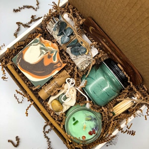 Oakmoss Amber Self Care Witchy Gift Box with Card |  Gift for Her or Him | Sage Bundle Hemp Soap Gift for Friend |  GiftBirthday