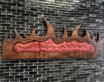 Flame/Fire Epoxy River Live Edge 9.25"(H) x 24"(W) - World's Strongest Magnetic Knife Racks | Ringo Rack