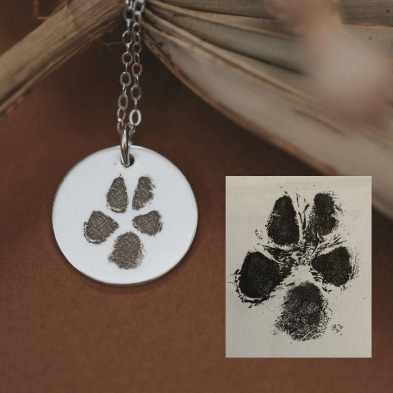 Engraved Paw Print Necklace | Personalized Pet Memorial Jewelry - Etsy