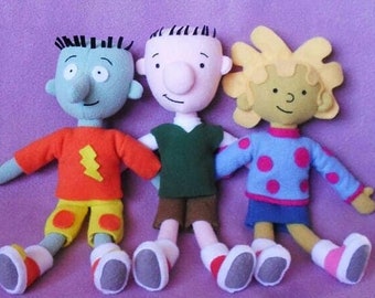 Doug Plush Dolls Set, Patti Mayonnaise Skeeter Plush, 90s Nickelodeon Cartoon Gift, Handmade Classic Plush