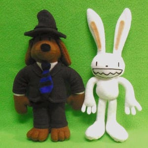 Set di peluche di Sam e Max, bambole di peluche di Sam e Max, personaggi del gioco d'avventura, regalo fatto a mano per i fan, simpatico oggetto da collezione
