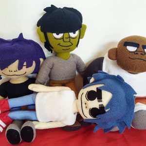 Gorillaz band plush toys | 2D, Noodle, Murdoc, Russel (choose the outfit from your favorite video!)