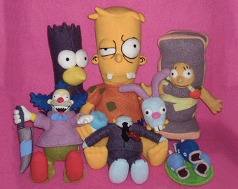 Simpsons Plush Set, Krusty Lisa Bart Plush Dolls, Simpsons Characters, Handmade Fan Gift, Cute Collectible