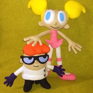 Dexter's Laboratory Plush Set, Dexter Dee Dee Monkey Plush Dolls, Cartoon Network Plush, Handmade Fan Gift, Cute Collectible