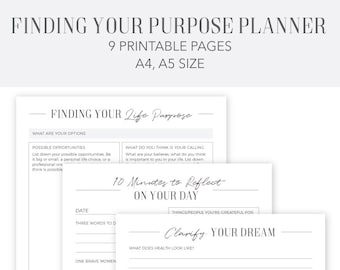 Finding Your Purpose and IKIGAI Planner Personal Career Planner 9 Pages A4 A5