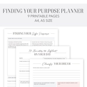 Finding Your Purpose and IKIGAI Planner Personal Career Planner 9 Pages A4 A5