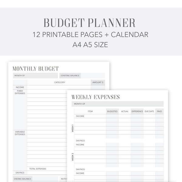 Planificador de Presupuesto 12 Páginas 2019-2020 A4 A5