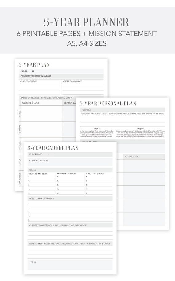 Personal 5 Year Plan Template from i.etsystatic.com
