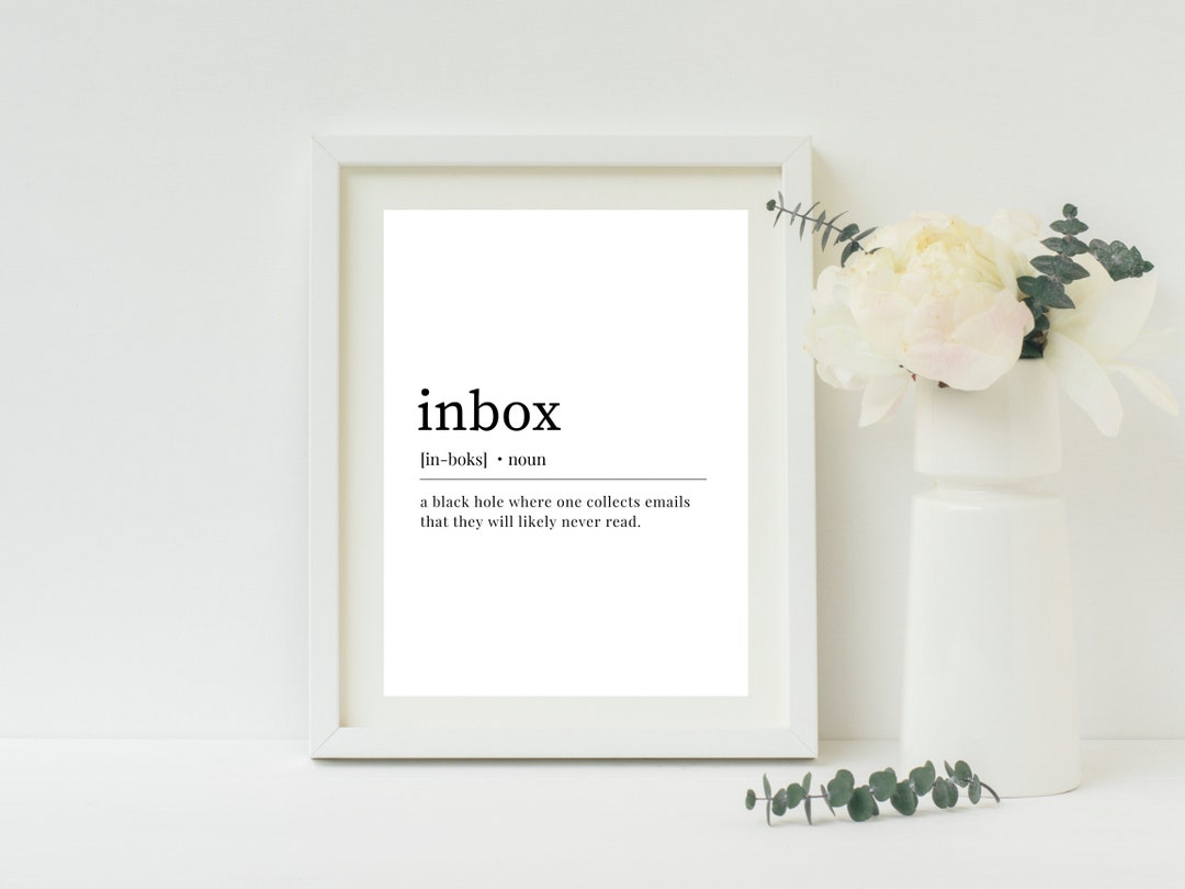 Inbox Definition Print, Funny Home Office Sign, Printable Wall Art