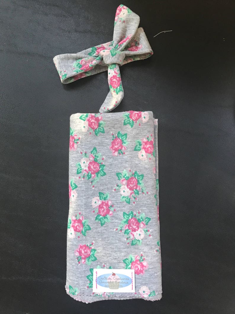 Baby Swaddle/ Baby Headband/ little girl swaddle/ custom Etsy
