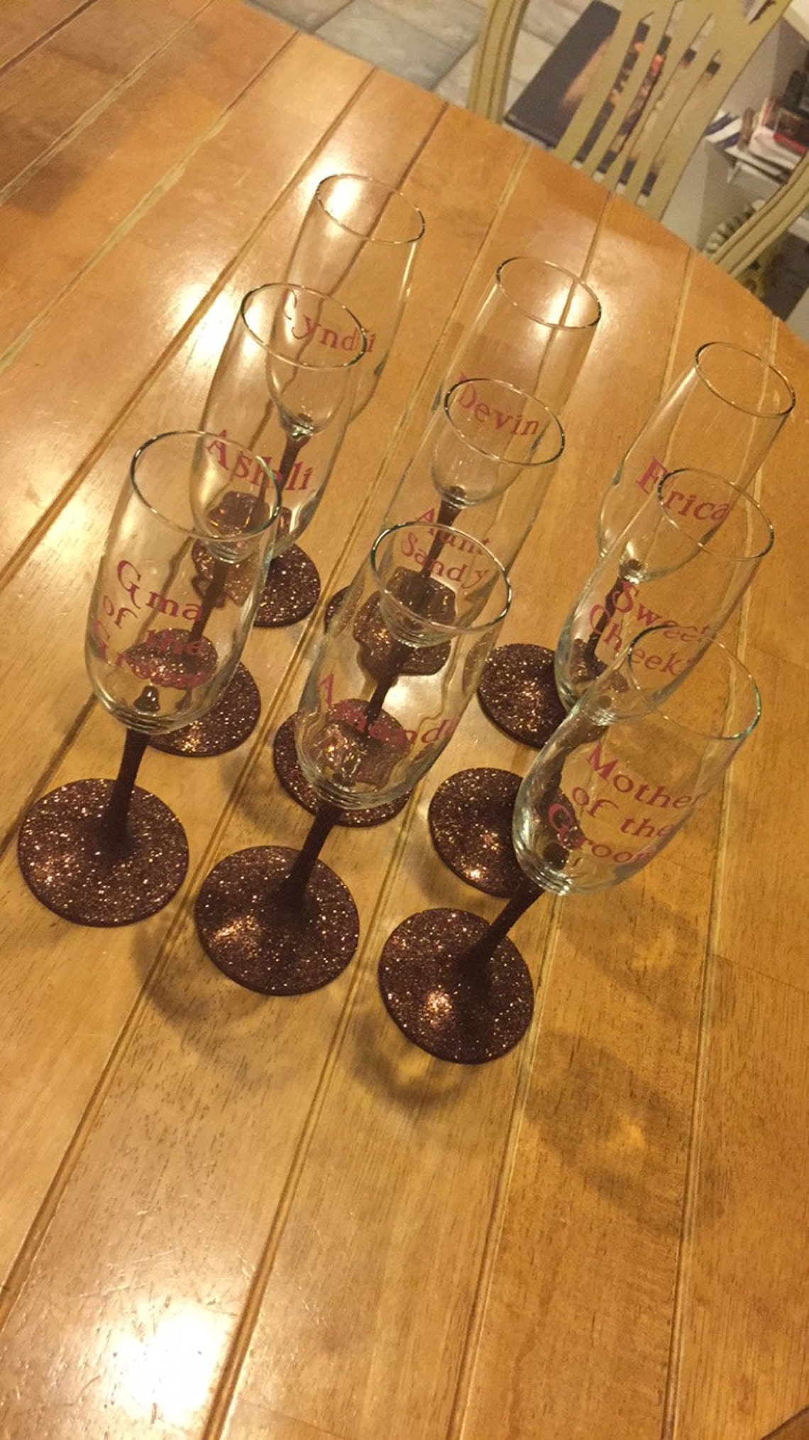 Glitter Champagne Glasses/ Custom glasses/ glitter glasses/ Etsy