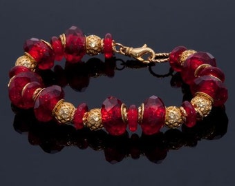 Bracelet, Red and Gold