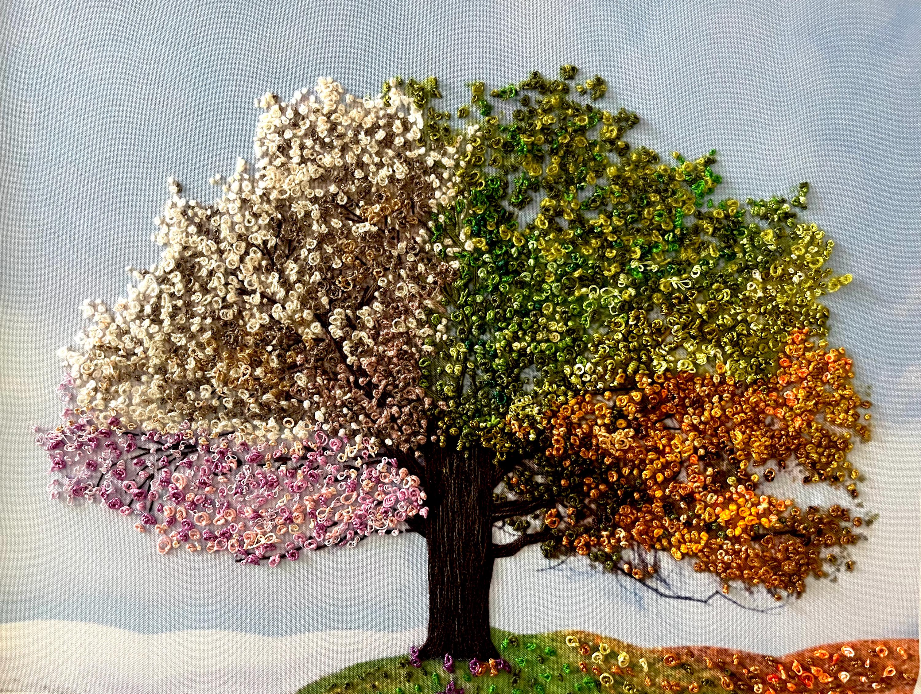 Embroidery “tree of Four Seasons” - Etsy