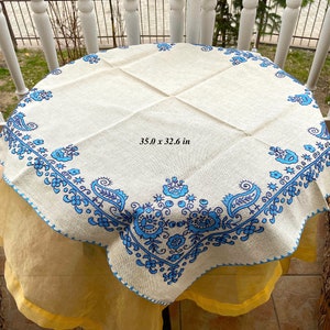 Hand embroidered vintage tablecloth. Traditional Hungarian Kalocsa’s embroidery.