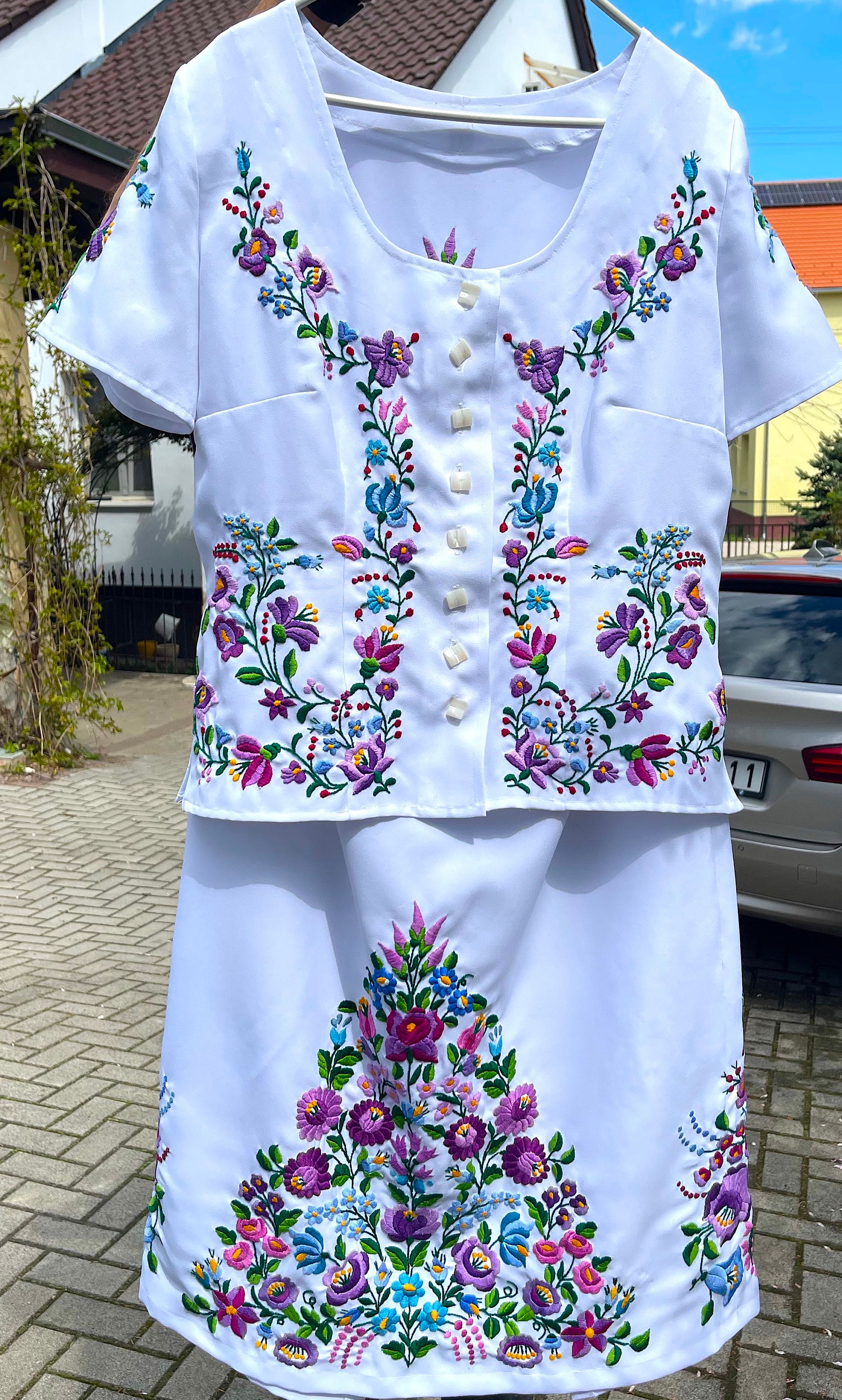 Handmade Hungarian Embroidered Suit: Floral Vintage Dress - Etsy