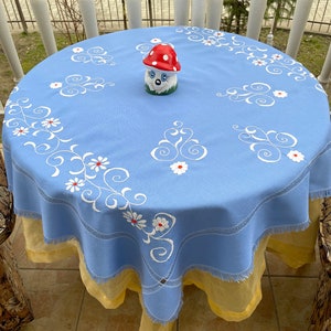 vintage tablecloth. Traditional Hungarian Kalocsa’s Hand embroidered