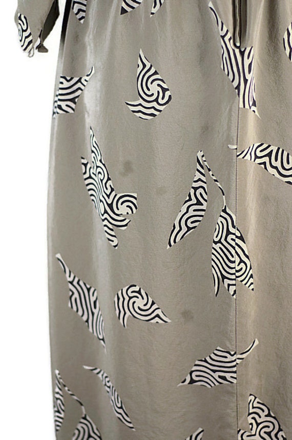 Vintage 1980s Zebra Abstract Print Silk Day Dress… - image 4