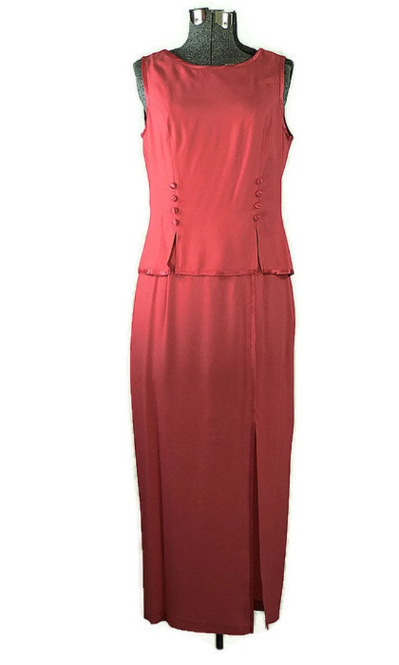Vintage Pink Long Cocktail Dress. 1990 Suit Style 