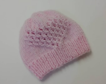 PDF Knitting pattern #85 download instructions   baby girls pink beanie hat. English only.