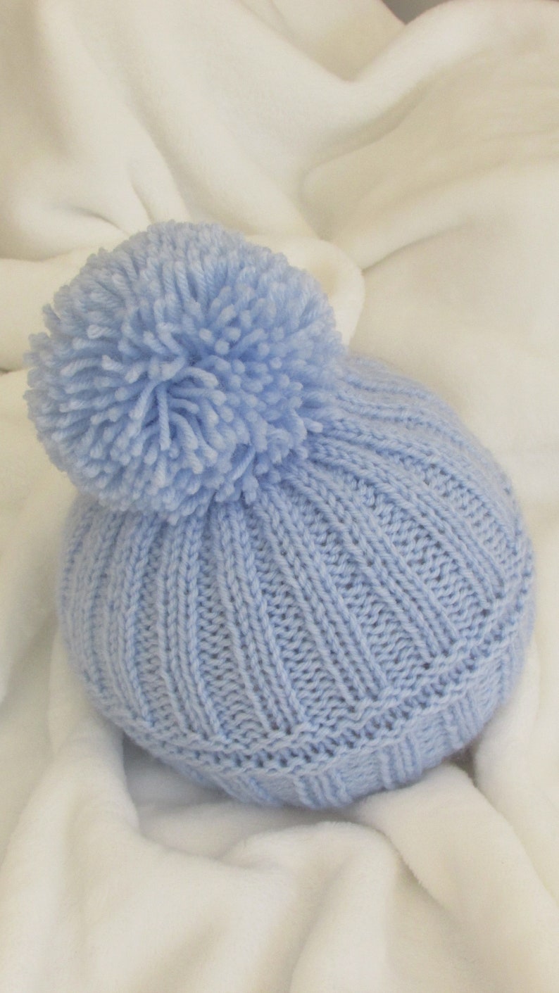 Baby hat knitting pattern 69 Baby boy baby girl unisex pom pom hat beanie bonnet instant download pdf personal downoadable file insructions image 2