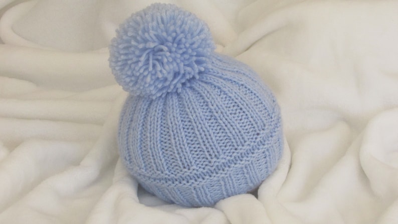 Baby hat knitting pattern 69 Baby boy baby girl unisex pom pom hat beanie bonnet instant download pdf personal downoadable file insructions image 1