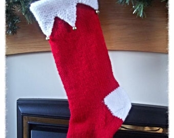 Christmas stocking Aran knitting pattern instructions to knit on the flat