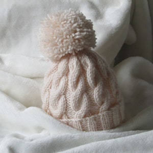 PDF knitting pattern instructions to knit a baby boys or girls cable hat in 3 sizes flat version pattern91 image 4