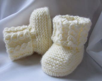 PDF Knitting pattern 33 To knit baby girls/boys/unisex booties bootees boots shoes in sizes Newborn,0-3 & 3-6 months. Written in English.