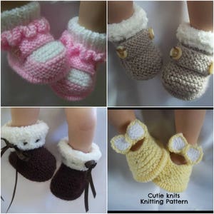 knitting pattern 61, pdf, instant download, instructions to knit baby girls booties shoes bootees boots in 3 sizes