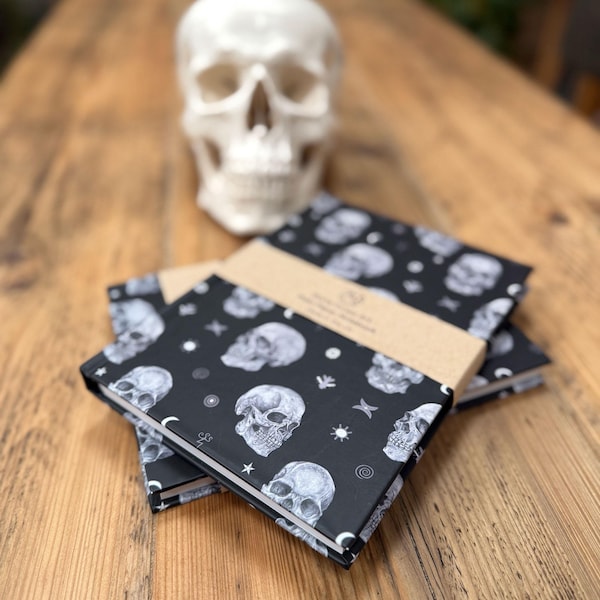 2 x Symbol Skulls A5 Hardback plain Notebooks - Scottish standing stones- fantasy- artist - writer- gothic- archaeology - dark academia