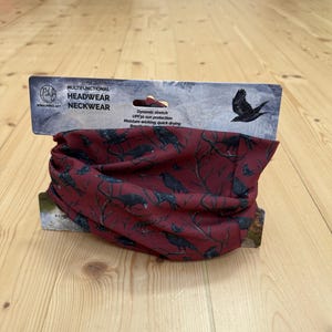 Crows Headwear/Neckwear Dark Red- cache-cou- écharpe tube- snood - vélo - course à pied - matériaux recyclés