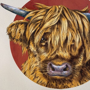 Highland Cow tea towel Scottish hairy cow cute cow image 3