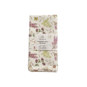 Caledonian Pine tea towel Scottish wildflowers Highland flora dish cloth image 1