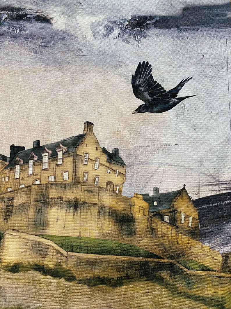 Edinburgh Castle Crow Tea Towel bird lovers folklore gift corvid present image 3